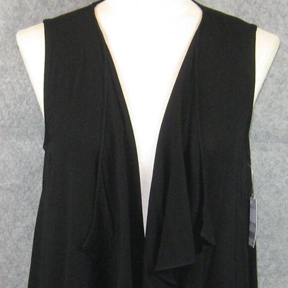 NY Collection Long Open Vest Black Small NWT - Picture 2 of 7